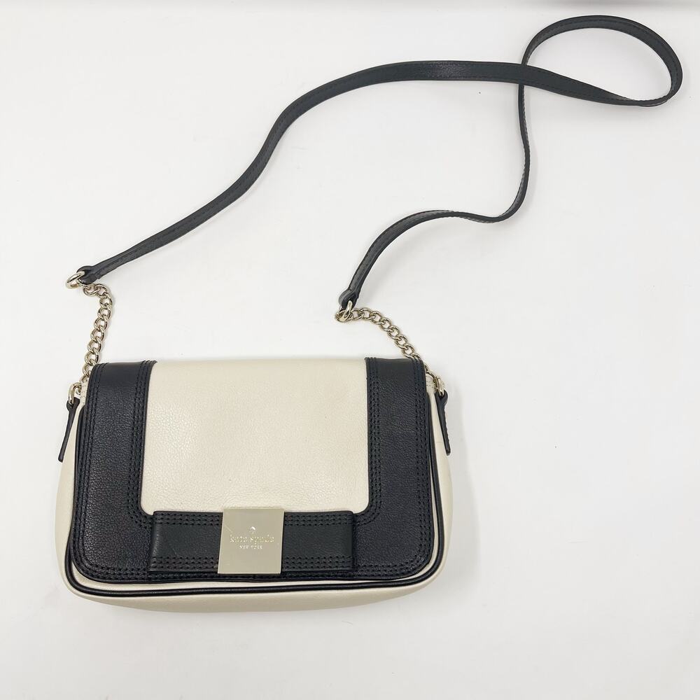 Kate Spade Cream Black Primrose Hill Little Kaelin Two Tone Crossbody Bag Bow
